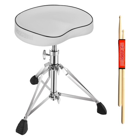 5 Core 5 Core Drum Throne - Height Adjustable Guitar Stool - Comfortable Drummer Chair for Adults and Kids DS CH WH SDL